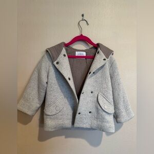 Zara Kids girls  Light Gray Pea Coat with good size 3-4 years